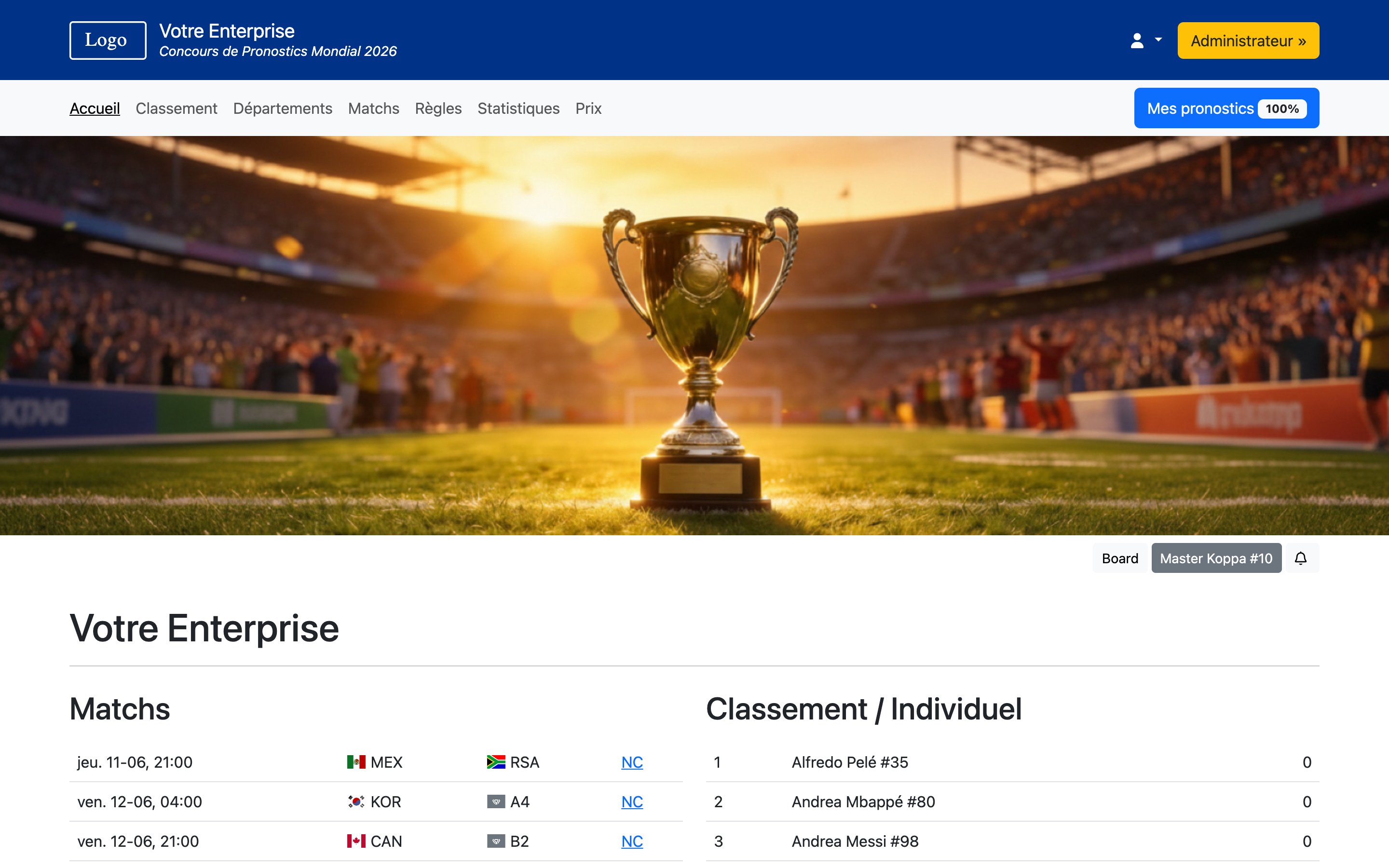 Concours de pronostics Coupe du Monde 2026 – Accueil